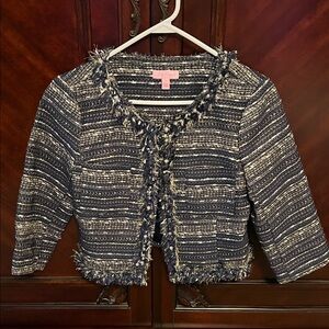 Lilly Pulitzer Textured Navy and White Blazer